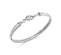Clogau Silver And 9ct Rose Gold White Topaz Trilogy Bangle - G44146