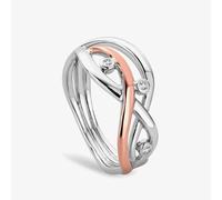 Clogau Swallow Falls 9ct Rose Gold Sterling Silver Topaz Swirl Ring 3SCTWIR-R