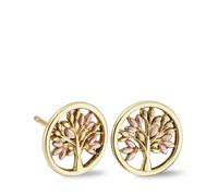 Clogau Tree of Life 9ct Solid Gold Stud Earrings 9CT YELLOW & ROSE GOLD