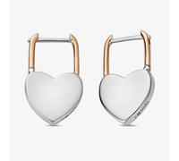 Clogau Two Colour Cariad Heart Padlock Hoop Earrings 3SCAR976