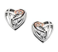 Clogau Womens Jewellery 9Ct Rare Welsh Rose Gold & Silver Diamond Heart Earrings