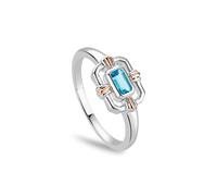 Clogau Women's Royal Sterling Silver Gateways Ring with Swiss Blue Topaz in Metallics | Size: j Clogau Metallics j
