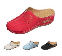Clogs for Women Mules Slip-On Closed Toe Clog Comfortable Womens Mule Block Heels Chunky Summer Slingback Slippers Sandals Plus Breathable Closed Toe Nursing Walking Sandals with Arch Support Red