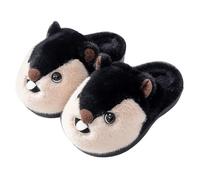 Clogs Little Squirrel Cartoon Plush Slippers For Women Winter Warm Men'S Thick-Soled Home Shoes-Black-40/41