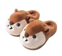 Clogs Little Squirrel Cartoon Plush Slippers For Women Winter Warm Men'S Thick-Soled Home Shoes-Brown-36/37