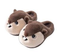 Clogs Little Squirrel Cartoon Plush Slippers For Women Winter Warm Men'S Thick-Soled Home Shoes-Coffee-42/43