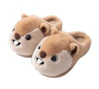 Clogs Little Squirrel Cartoon Plush Slippers For Women Winter Warm Men'S Thick-Soled Home Shoes-Khaki-42/43