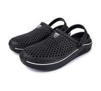 Clogs Men Women Lightweight Garden Shoes Mules Unisex Garden Clogs Sandals Steady Grip Without the Squeeze Black