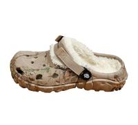 Clogs Mules for Men Women - Winter Warm Fur Lined Garden Shoes - Adjustable Heel Strap Thick Tire Sole - Indoor Outdoor Dual Purpose - House Slippers Garden Work Shoes Winter Warm Footwear Khaki
