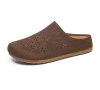 Clogs & Mules Women's Faux Suede Hollow Flat Bottom Breathable Semi-Drag Lightweight Comfortable Cool Slippers (Coffee Color,2.5)