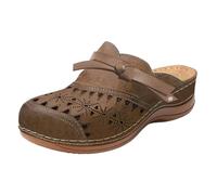 Clogs Slipper for Women Slip-On Closed Toe Clog Wide Toe Box Comfy Sliders Wedges Orthopedic Sandals Hollow Out Summer Walking Sandals Outdoor Beach Mule Slides