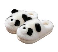 Clogs Women'S Cute Cartoon Panda Cotton Slippers Couples Home Thick-Soled Warm Plush Slippers-Off-White-38/39