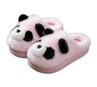 Clogs Women'S Cute Cartoon Panda Cotton Slippers Couples Home Thick-Soled Warm Plush Slippers-Pink-38/39