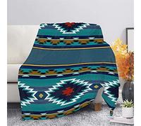 CLOHOMIN Aztec Ethnic Western Native American Luxury Sofa Blanket for Women Men Kids Vintage Indian Tribal Turquoise Print Throw Camping Bedding Green Aztec Stripe 2XL-(55.1''x70.9'')