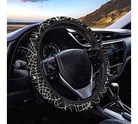 CLOHOMIN Black Cobweb Car Steering Wheel Cover Universal 15 inches Halloween Spider Web Steering Wheel Accessories for Women Men Odorless Non Slip and Breathable Streering Wheel Protector