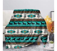 CLOHOMIN Dream Catcher Horse Breathable Soft Throw Blanket Aztec Native American Couch Blnket Navajo in Green Indian Tribal Print Bed Blanket Machine Washable Bed Couch Cover
