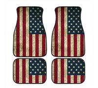 CLOHOMIN Retro American Flag Design Carpet Car Floor Mats for Auto Van Truck SUV-4 Pieces Front & Rear Full Set with Rubber Backing-Universal Fit
