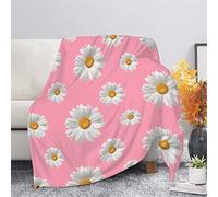 CLOHOMIN White Daisy Flower Print Throw Blanket for Travel Camping - Pink Blankets Lightweight and Thin All Season fit Soft and Comfortable Bed Blanket Microfiber