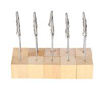 Cloimei 10PCS Wooden Base Alligator Clip Note Holder Durable Steel Photo Business Card Clips for Wedding Table Office Decor Rustproof Galvanized Metal and Wood 11.3cm