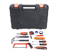 Cloimei 13 Piece Household Tool Kit Hand Tools Set with Non Slip Convex Handle for Home Apartment Maintenance High Carbon Steel Material ABS Plastic Storage Box