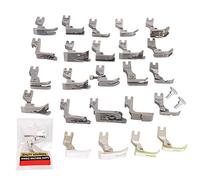 Cloimei 25Pcs Sewing Machine Presser Foot Set Industrial Grade Multi Function Stainless Steel Presser Feet Kit Replacement Parts for Household Commercial Sewing Machines