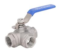 Cloimei 3 Way L Type Ball Valve 3/4 Inch Female Thread 304 Stainless Steel Heavy Duty Rust Proof Industrial Grade Manual Control Valve for Water Oil Steam Pipelines and Constructio