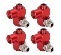 Cloimei 360 Degree Rotating Air Hose Connector 1/4in NPT Thread Heavy Duty Pneumatic Tool Adapter Swivel Fittings for Industrial Pneumatic Tools 4PCS Red Anodized Aluminum
