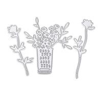 Cloimei 3PCS Premium Carbon Steel Vase Shape Cutting Die Set for DIY Card Making Scrapbooking Paper Craft Embossing Template Metal with Flower Designs for Greeting Cards and Photo