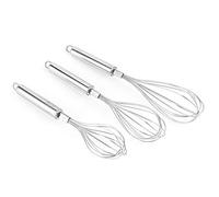 Cloimei 3Pcs Premium Stainless Steel Manual Egg Beater Whisk Milk Frother Mixer Kitchen Baking Tool Set Heavy Duty Metal Hand Whisk for Cooking Baking Mixing Eggs Cream Milk