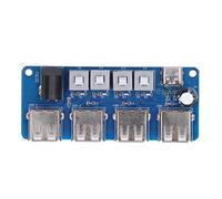 Cloimei 4 Channel USB Power Splitter Module with Individual Button Controls 5V DC Power Expansion Board Compact PCB Design for Electronics Projects and Multi Device Charging