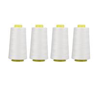 Cloimei 4Pcs Premium Serger Thread Strong Polyester Sewing Machine Thread for Quilting Overlock Hand Embroidery White Color Durable Craft Thread