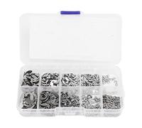 Cloimei 580Pcs E Circlip Washer Set Stainless Steel E Type Retaining Washers with Storage Box for Industrial Machinery Automotive Repair and Mechanical Assembly (Silver)