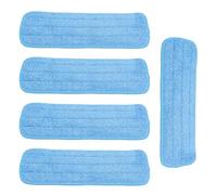 Cloimei 5PCS Ultra Absorbent Microfiber Mop Pads Replacement 14x41cm Hook Loop Mop Strong Cleaning Power Universal Fit Durable Washable Blue Mopping Cloth Set