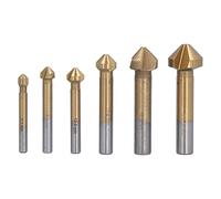 Cloimei 6PCS Mill Bit Plating 90 Degree HSS Chamfering End Mill Bit for Metal Processing Chamfering Mechanical Processing