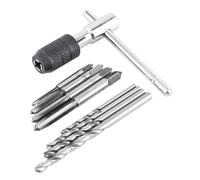 Cloimei 9PCS Screw TAP and Wrench Set Bearing Steel Threading Tools KIT with Drill BITS for METALWORK and DIY Home Repair