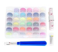 Cloimei Bobbin with Thread 36 Color Set Transparent Spool Sewing Machine Accessories Kit for Home Dressmaking Includes Embroidery Needles Seam Ripper Measuring Tape