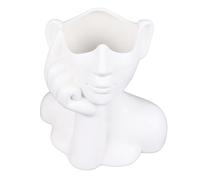 Cloimei Ceramic Face Vase Handmade Female Head Bust Art Vase Modern Decorative Flower Vase for Home Office Decor Unique Ceramic Sculpture Centerpiece Gift (White)