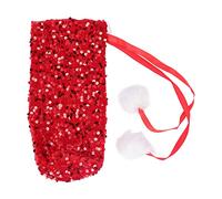 Cloimei Christmas Wine Bottle Cover Sparkling Sequin Fabric Decorative Sleeve For Holiday Parties Gift Giving Home Decor Festive Accessory (Red)