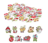 Cloimei Christmas Wooden Buttons 200pcs Festive Mix Flatback Embellishments for DIY Crafts Holiday Decorations Size 1inch Durable Handmade
