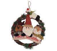 Cloimei Christmas Wreath Grapevine Wreath Joyful Holiday Decor for Front Door Window Fireplace Rustic Rattan Hoop Plastic Cotton Bright Colors Winter Decoration (Old Man Style)