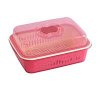 Cloimei Double Layer Plastic Drainer Basket Large Capacity Vegetable Fruit Washing Colander with Lid Thickened Durable Kitchen Storage Container Dish Strainer Organizer for Fruits