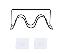 Cloimei Double Layer Wall Mounted Shoe Rack Heavy Duty Space Saving Shoe Organizer with Self Adhesive Hooks for Bathroom Closet Entryway Black White 22.5x8.5x10.5cm (Black)