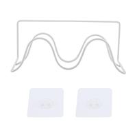 Cloimei Double Layer Wall Mounted Shoe Rack Heavy Duty Space Saving Shoe Organizer with Self Adhesive Hooks for Bathroom Closet Entryway Black White 22.5x8.5x10.5cm (White)