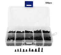 Cloimei Flat Head Machine Screws Carbon Steel M2 M2.5 M3 Thread Fasteners High Strength Durable Hardware for Electronics Industry Plastic Wood Metal Projects 250pcs 500pcs 1000pcs (500pcs)