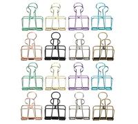 Cloimei Hollow Dovetail Clips 16 Pack Multicolor Strong Metal Paper Clips for Office Stationery Organizing Documents and Notes (M 25.5cm/10.04in Diameter)