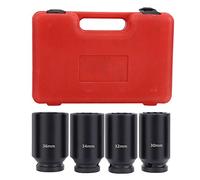 Cloimei Impact Socket Set 4Pcs Chrome Molybdenum Steel Double Hex 1/2in Drive High Hardness Professional Grade for Mechanics Automotive Repair Heavy Duty Tools Black 30mm 32mm 34mm