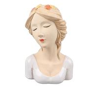Cloimei Modern Ceramic Face Vase Artistic Decorative Flower Head Planter Unique Female Sculpture Home Office Decor Gift White 22cm Tall (White)