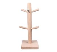 Cloimei Mug Holder Tree Wooden Hanger Stand with 6 Hooks Weighted Base Anti Slip Coffee Mug Rack Organizer for Kitchen Counter Cabinet Durable Beech Wood Cup Display Stand 7x3x12 I
