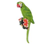 Cloimei Parrot Wall Art Hanging Sculpture Handcrafted Bird Figurine Tropical Home Decor for Living Room Garden Balcony Decoration 34x13cm Lifelike Parrot Statue (Green)