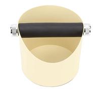 Cloimei Premium Coffee Knock Box Heavy Duty Non Slip Silent Coffee Grounds Bin with Large Beveled Opening for Espresso Machines Home Cafe Restaurant Stainless Steel 650g Capacity 5 (Yellow)